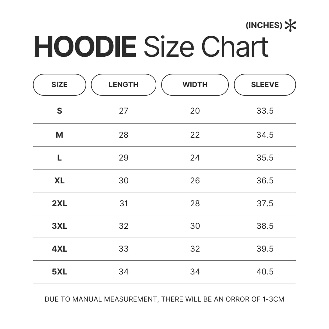 Hoodie Size Chart - Blue Lock UK Shop
