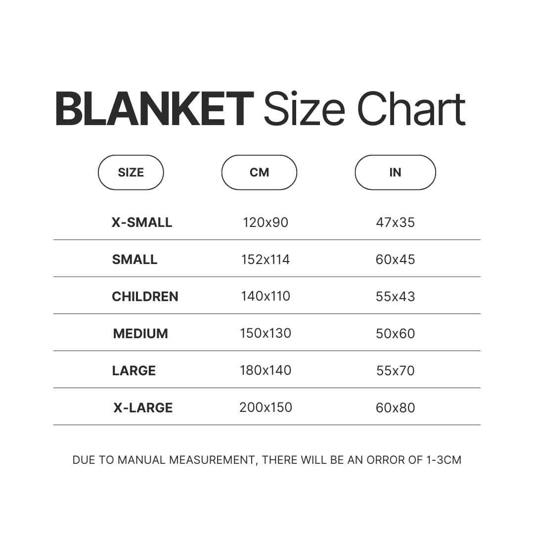 Blanket Size Chart - Blue Lock UK Shop