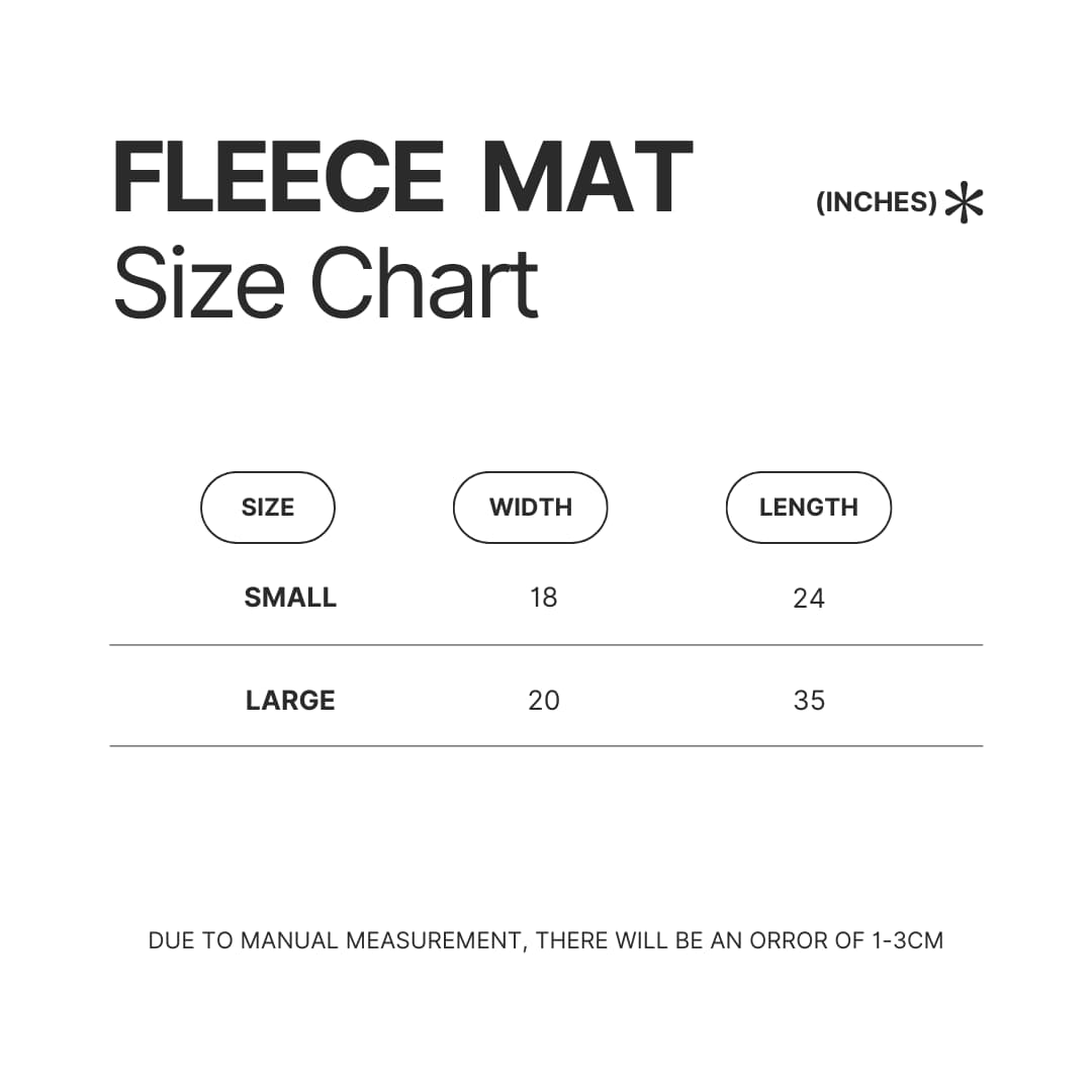 Fleece Mat Size Chart - Blue Lock UK Shop