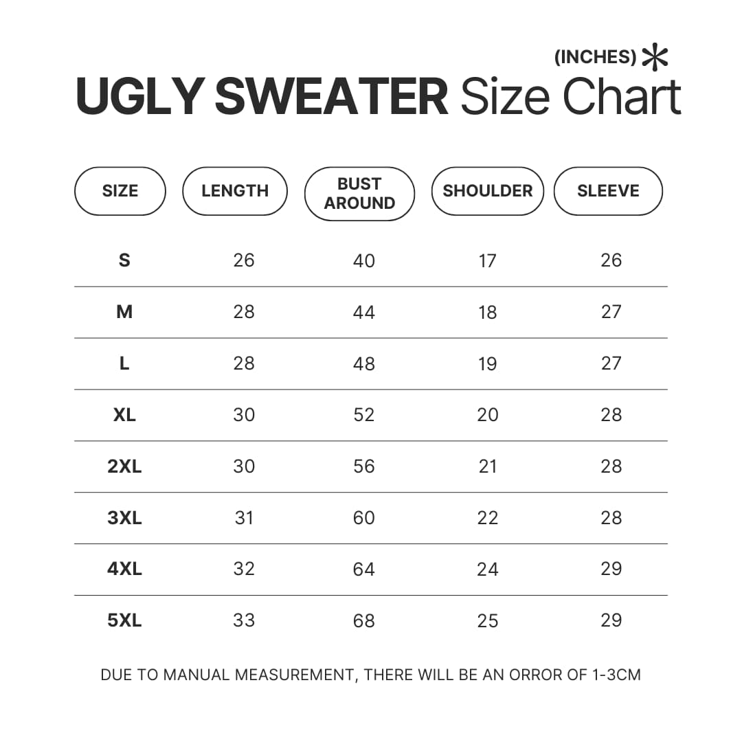 Ugly Sweater Size Chart - Blue Lock UK Shop