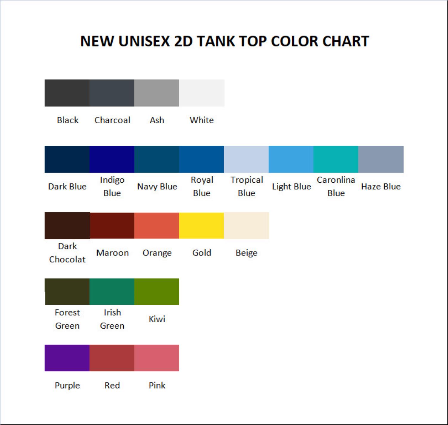 tank top color chart - Blue Lock UK Shop