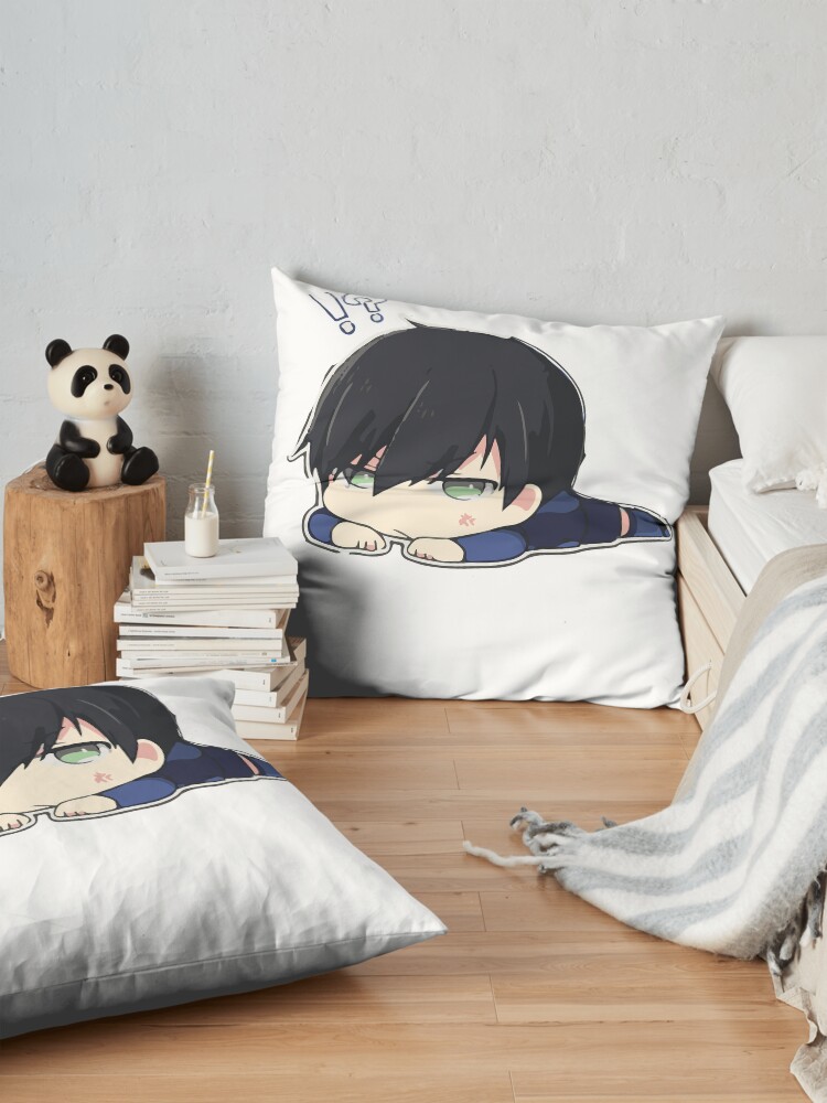 Blue Cute Chibi Hyoma Chigiri Throw Pillow - Image 2