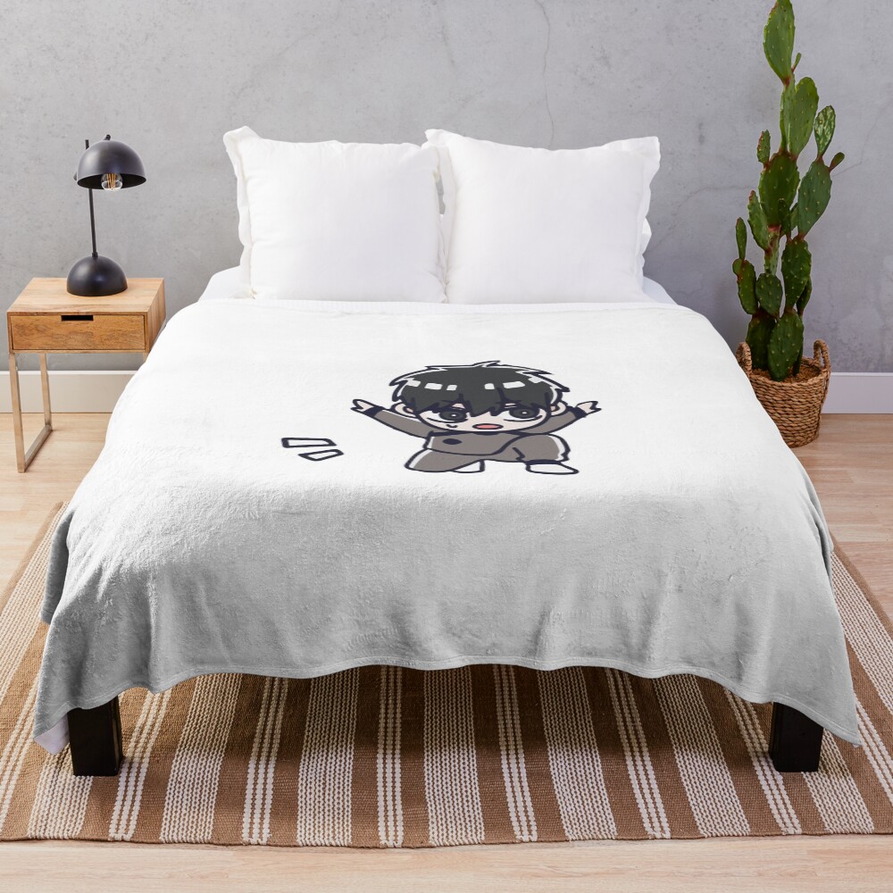 Blue Cute Chibi Hyoma Chigiri Throw Blanket