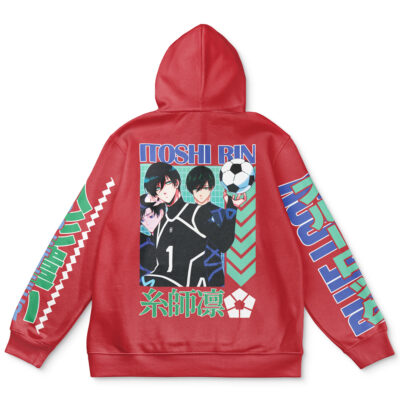 rin Flat Hoodie back - Blue Lock UK Shop
